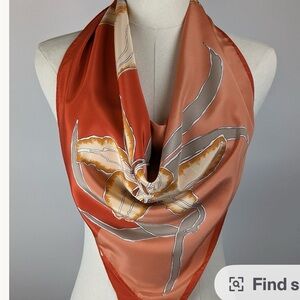 Vintage Vera Neumann Orange and Cream Floral Scarf